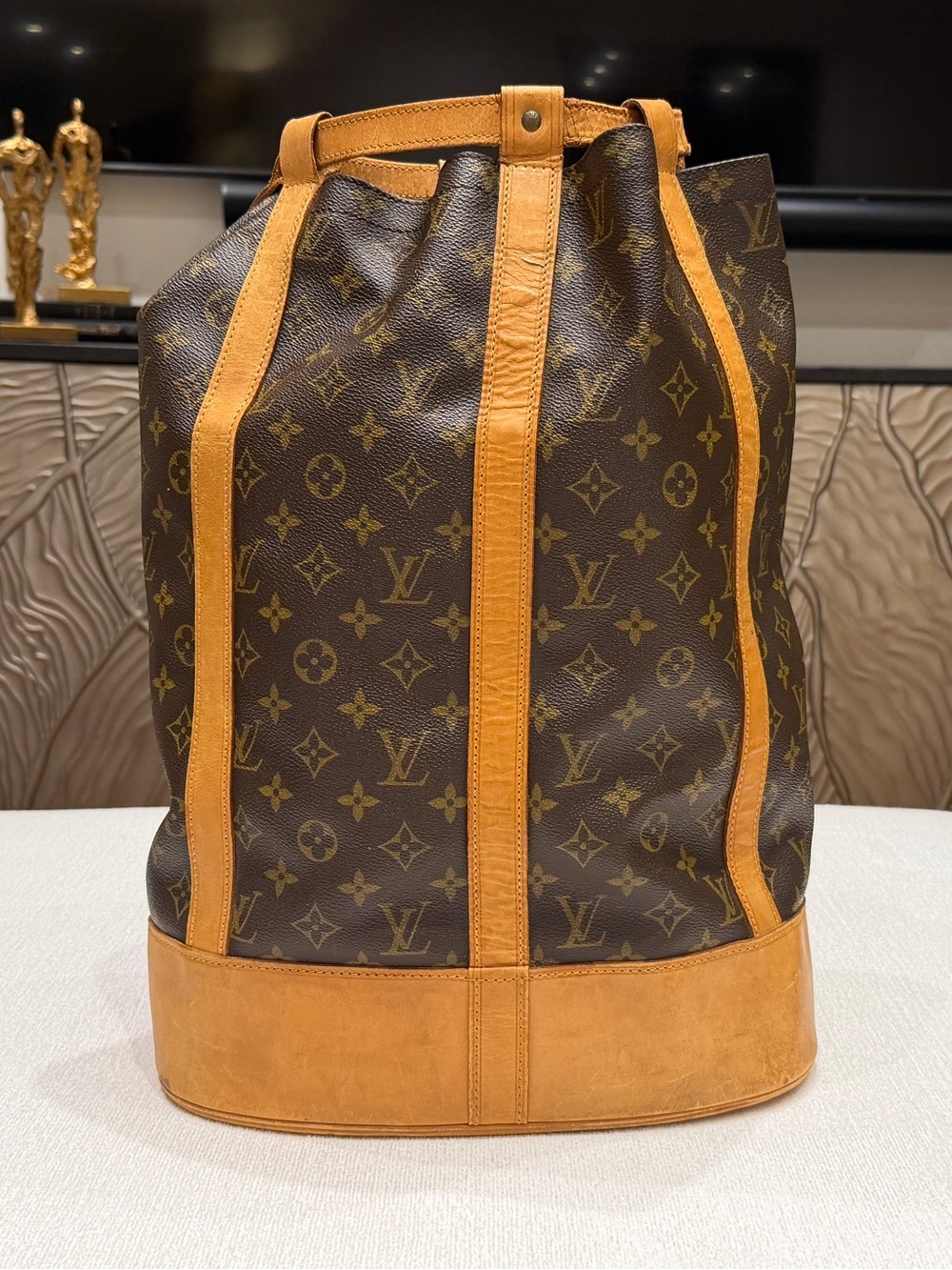 Louis Vuitton Randonnee GM Monogram Backpack Vintage Vachetta Leather 🎒